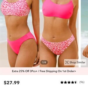 NWT CUPSHE  Pink reversible leopard 2 piece